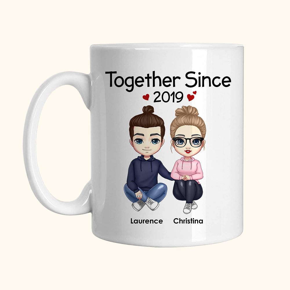 Tasse personnalisée en céramique blanc et couleur intérieure pour Couple Mari Femme Petite Amie