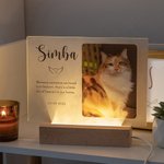Gepersonaliseerd LED-nachtlampje met houten basis en foto's van huisdieren Sympathie geschenk voor dierenliefhebbers