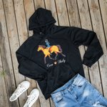 T-Shirt Image Fille Aime Cheval Sweatshirt Cadeau pour Amateurs de Cheval pour Amis