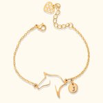 Pulsera personalizada de caballo con inicial Charm Joyería para ecuestre Amante de los caballos Regalo de cumpleaños