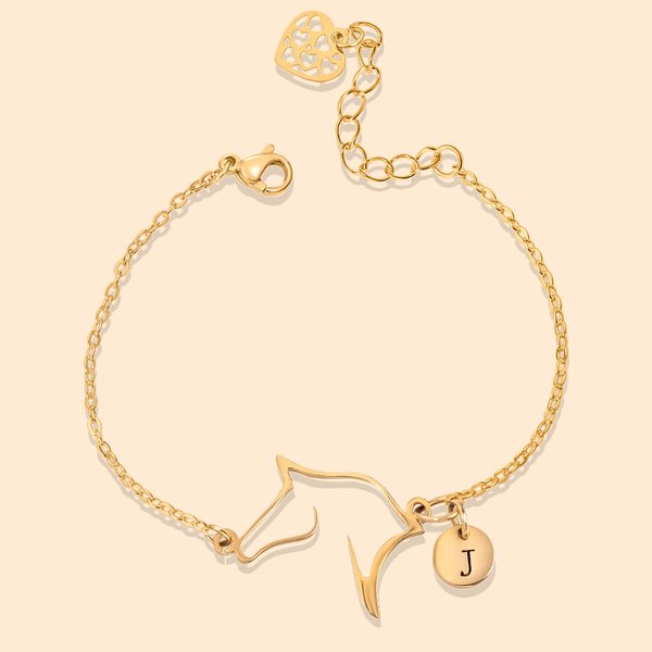 Bracelet personnalisé avec breloque initiale pour cheval Cadeau d'anniversaire pour l'amoureux des chevaux.