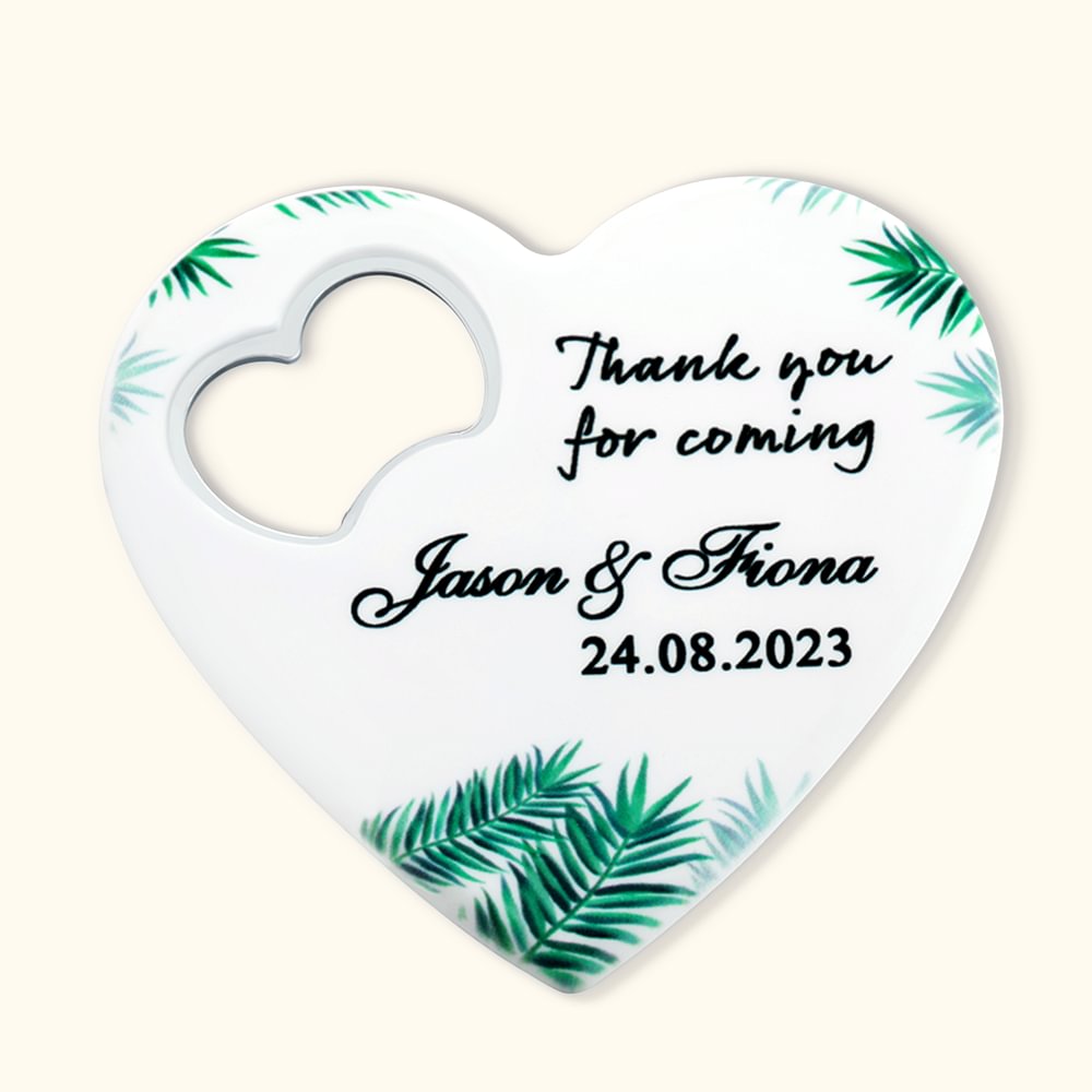 Décapsuleur Magnétique Personnalisé avec Nom en Forme de Coeur Ensemble de 10 Pièces Cadeau d'Anniversaire Fête Mariage Souvenirs pour les Invités