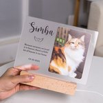 Gepersonaliseerd LED-nachtlampje met houten basis en foto's van huisdieren Sympathie geschenk voor dierenliefhebbers