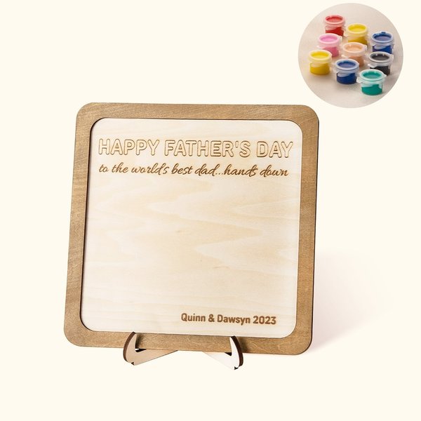 Marco de madera personalizado con soporte para huellas de manos Regalo DIY para el recuerdo de papá Regalo para el Día del Padre de los niños