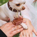 Gepersonaliseerde lederen ring drager zakje voor hondenhalsband met gegraveerde tekst voorstel verloving bruiloft feest cadeau voor nieuw paar