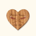 Personalized Heart Wooden Wedding Ring Box Holder Wedding Gift for Couple Bridegroom Bride