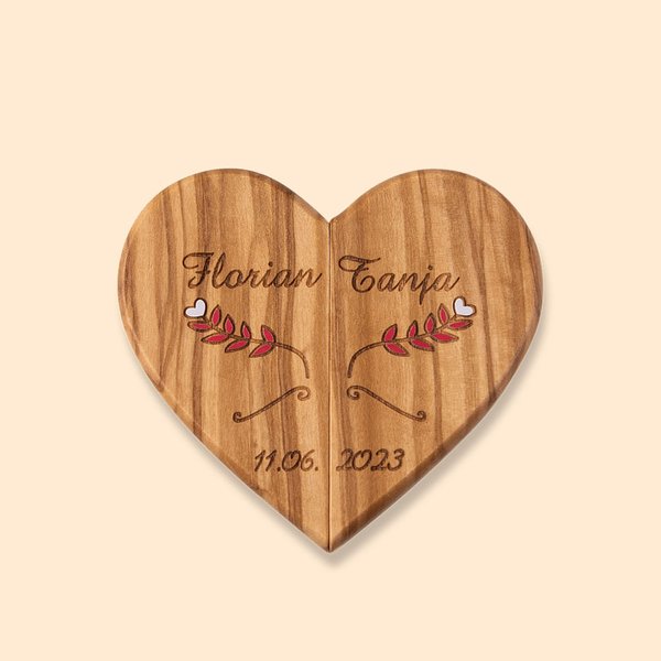 Heart Wooden Ring Box Wedding Gift Couple