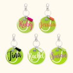 Lot de 2 Porte-Clés pour Sac de Tennis Personnalisé avec Nom Cadeau pour Amateur de Tennis Membre d'Une Équipe de Tennis