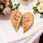 Personalized Heart Wooden Wedding Ring Box Holder Wedding Gift for Couple Bridegroom Bride