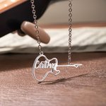 Collier Breloque Personnalisable avec Nom Pendentif Guitare Électrique Rock Musique Cadeau pour Guitariste Musicien