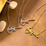 Collier Breloque Personnalisable avec Nom Pendentif Guitare Électrique Rock Musique Cadeau pour Guitariste Musicien