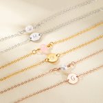 Personalized Pearl Layered Initial Disc Sterling Silver Necklace Birthday Anniversary Christmas Gift for Woman Girlfriend