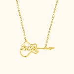 Collier Breloque Personnalisable avec Nom Pendentif Guitare Électrique Rock Musique Cadeau pour Guitariste Musicien