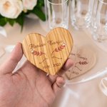 Personalized Heart Wooden Wedding Ring Box Holder Wedding Gift for Couple Bridegroom Bride