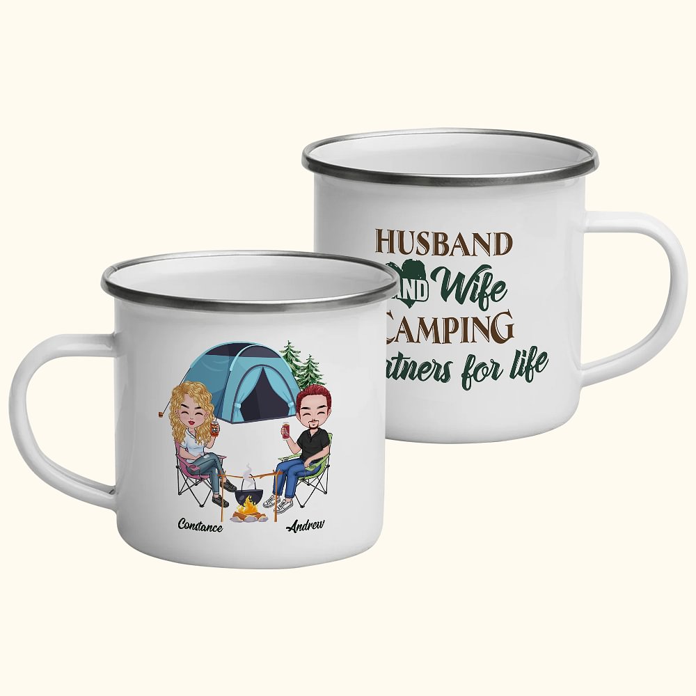 Marito e moglie partner di campeggio personalizzati per la vita Tazza smaltata Regali per il campeggio Regalo di coppia