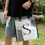 Personalizzato chiaro impermeabile Nome iniziale Unisex Tote Bags Grande capacità Stadio Borse Compleanno Regalo di Natale per gli amici