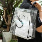 Personalizzato chiaro impermeabile Nome iniziale Unisex Tote Bags Grande capacità Stadio Borse Compleanno Regalo di Natale per gli amici