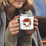 Gepersonaliseerde Apparently We're Trouble Together Who Knew 11oz Emaille mok voor kampeerders en liefhebbers van het buitenleven