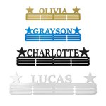 Personalized Medal Name Hanger Holder Award Display Rack with Stars Decoration Metal Art Sign Gift for Winner Athletes Researcher