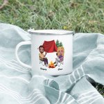 Gepersonaliseerde Apparently We're Trouble Together Who Knew 11oz Emaille mok voor kampeerders en liefhebbers van het buitenleven