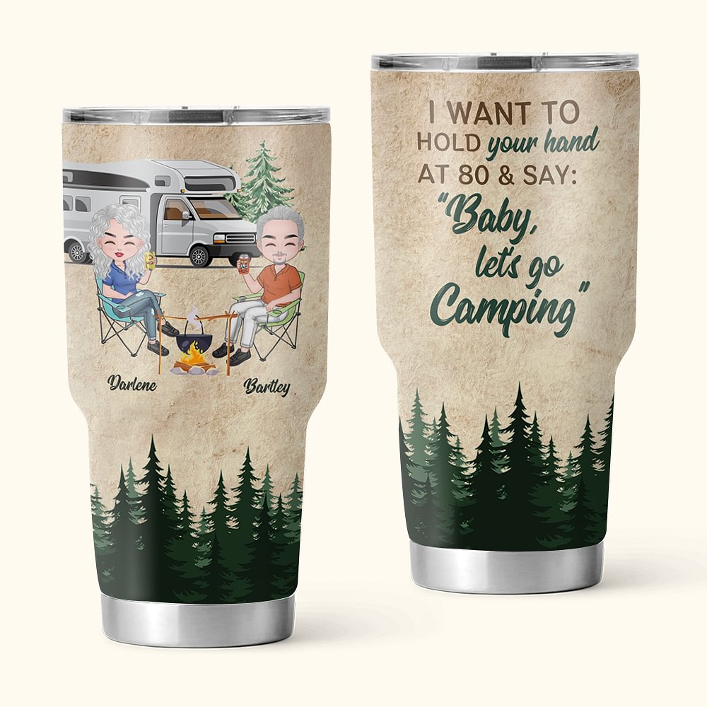 Cadeau de Saint-Valentin personnalisé Baby Let's Go Camping Forest Travel Vacation 30oz Tumbler