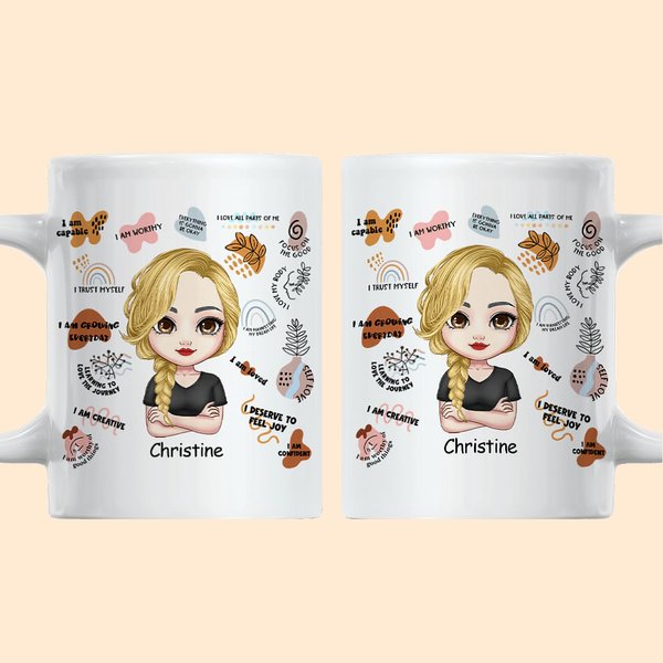 Personalized I Am Growing Everyday Positive Affirmation White Ceramic Mug Inspirational Gift for Office and Home