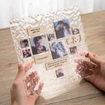 Personalized Heart Shaped 9 Photos Collage Acrylic Ripple Frame with Wood Base Desk Decor Valentine's Day Anniversary Gift for Couple