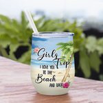 Personalizzato Sand and Sea Girls Trip Love You To The Beach And Back Wine Tumbler Regali per le migliori amiche Adatto per liquidi caldi e freddi