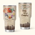 Vaso de camping personalizado con fondo de madera y hoguera 30oz Regalo para parejas