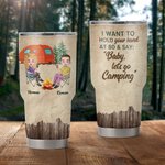 Vaso de camping personalizado con fondo de madera y hoguera 30oz Regalo para parejas