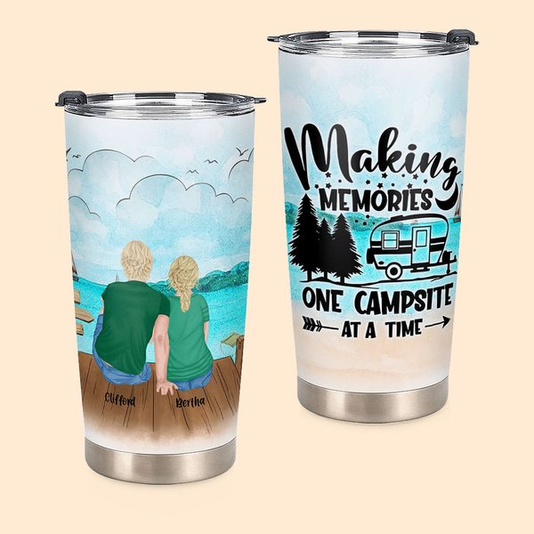 Personalisierte Strand Meer machen Erinnerungen Familie und Hund Camping Zitate 20oz Becher für heiße und kalte Getränke Jahrestag Geschenk