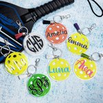 Personalised Multicolor Pickleball Acrylic Keychain Bag Tag Pickleball Gifts for Pickleball Fans Friends or Family