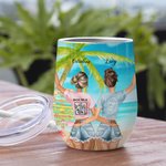 Gepersonaliseerde Beach Seagull Vacation Alcohol Tolerating Idiots Keeping Each Other Sane Wine Tumbler Besties Gifts Gemakkelijk schoon te maken