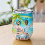 Gepersonaliseerde Beach Seagull Vacation Alcohol Tolerating Idiots Keeping Each Other Sane Wine Tumbler Besties Gifts Gemakkelijk schoon te maken