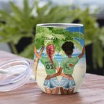 Personalizzato Sand and Sea Girls Trip Love You To The Beach And Back Wine Tumbler Regali per le migliori amiche Adatto per liquidi caldi e freddi