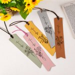 Personalised Birth Flower Leather Name Bookmark for Book Lover Reader Writer Students Friends Birthday Graduation Thank You Gift