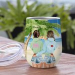 Personnalisé Non Sisters By Blood But Sisters By Heart Vacation Wine Tumbler Best Friends Gifts with Insulation Effect (Pas de sœurs par le sang mais 