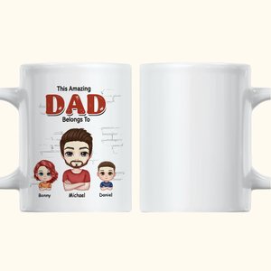 Personalized Amazing Dad Belongs to His Kids Ceramic Mug with Names Birthday Father's Day Gift for Him