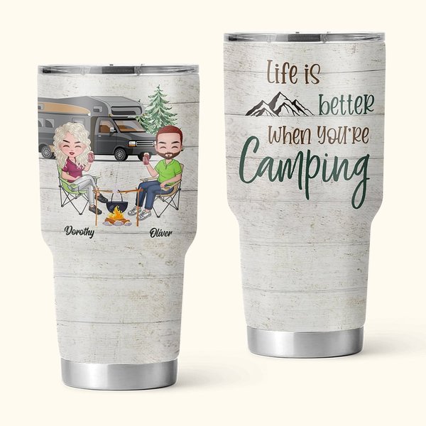 Personalisierte besser Camping Leben Paar Reisen sonnigen Tag Urlaub 30oz Becher Jahrestag Geschenk