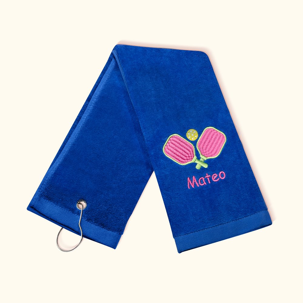 Personalizzato Pickleball Paddles Crossed Embroidery Design Asciugamano sportivo morbido e leggero super assorbente con passante Regalo per il padre R