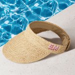 Personalisierte bestickt Stroh Sonne Visier Frauen Raffia Hut Sonnenhut mehrere Farben für Outdoor-Beruf Strand