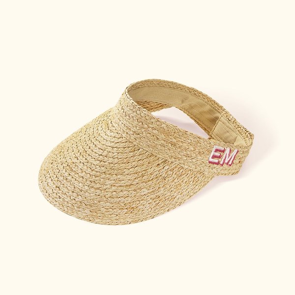 Visière solaire en paille brodée personnalisée Chapeau de soleil en raphia pour femmes Chapeau de soleil multicolore pour l'extérieur Vocation Plage