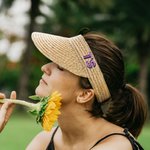 Personalisierte bestickt Stroh Sonne Visier Frauen Raffia Hut Sonnenhut mehrere Farben für Outdoor-Beruf Strand