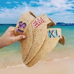 Personalisierte bestickt Stroh Sonne Visier Frauen Raffia Hut Sonnenhut mehrere Farben für Outdoor-Beruf Strand