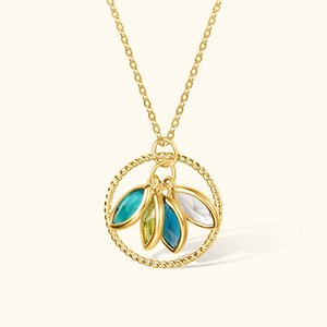Collier Argent Personnalisé avec 2-5 Pierres de Naissance pour Famille Cadeau Fête des Mères Thanksgiving pour Maman Grand-Mère