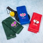 Personalised Pickleball Paddles Crossed Embroidery Design Super Absorbent Soft Lightweight Sports Towel with Loop Father Gift Pickleball Player Gift