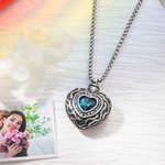 Personalizada Corazón Piedra Preciosa Colgante Urna Collar para cenizas con nombre grabado Cremación Joyería Memorial Regalo para las mujeres