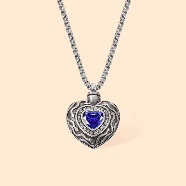 Heart Gemstone Pendant Urn Necklace for Ashes