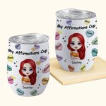 Vaso de Vino con Tapa Personalizado My Positive Affirmations Daily Reminders 12oz Apto para Líquidos Fríos y Calientes