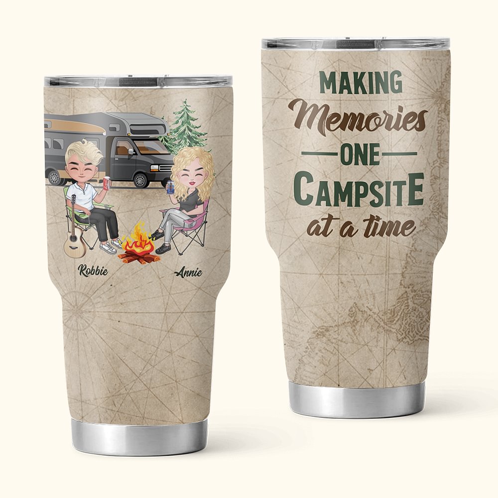 Personnalisé Making Camping Memories Couple Travel Campfire Carnival 30oz Tumbler Anniversary Birthday Gift